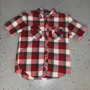 Orvis M Men's Red Plaid Short Sleeve Shirt